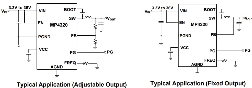 Application Circuit Diagram - Monolithic Power Systems (MPS) MP4320 Switching Voltage Regulators